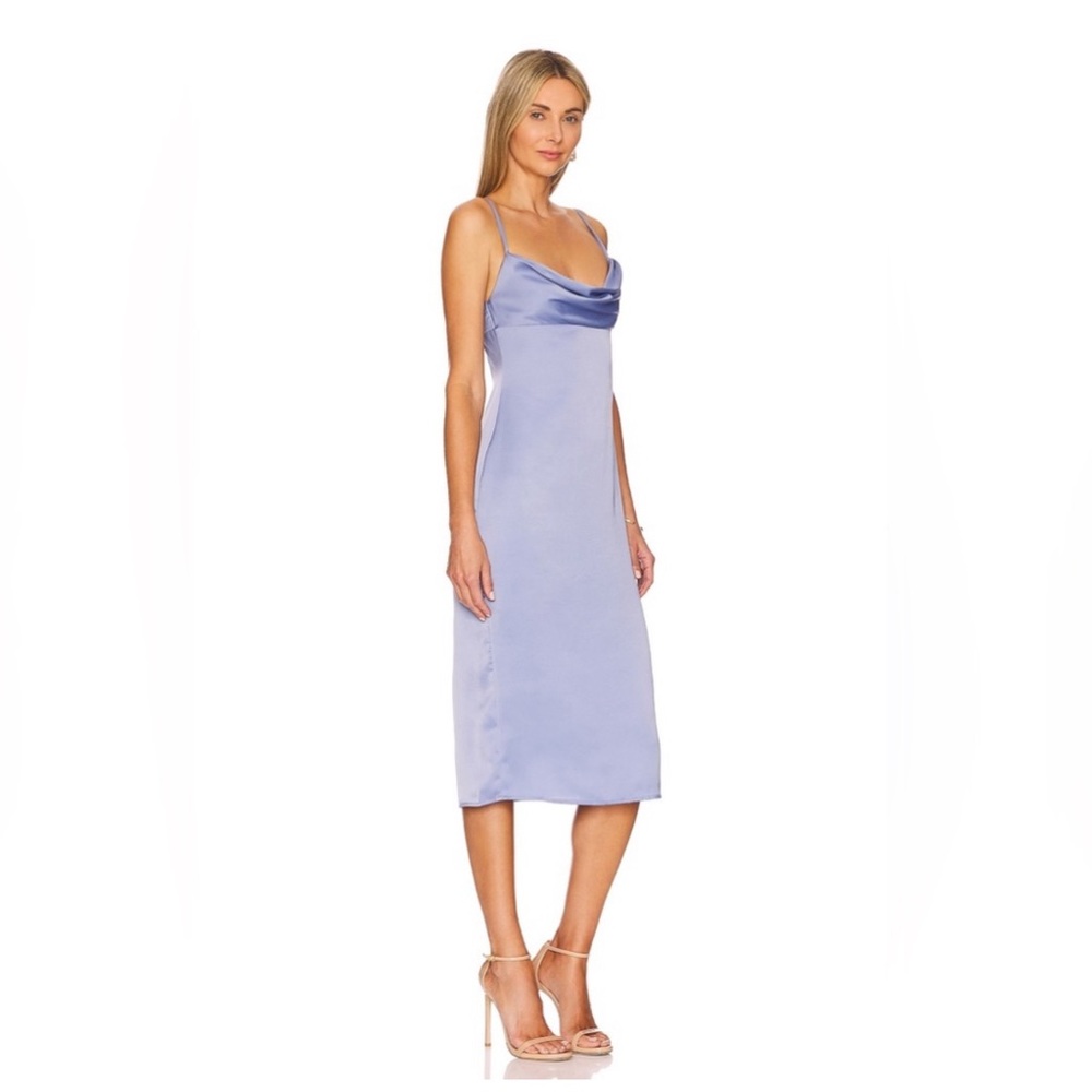 WeWoreWhat NWT Silky Blue Cowl Sleeveless Slit Midi Dress Sz 00